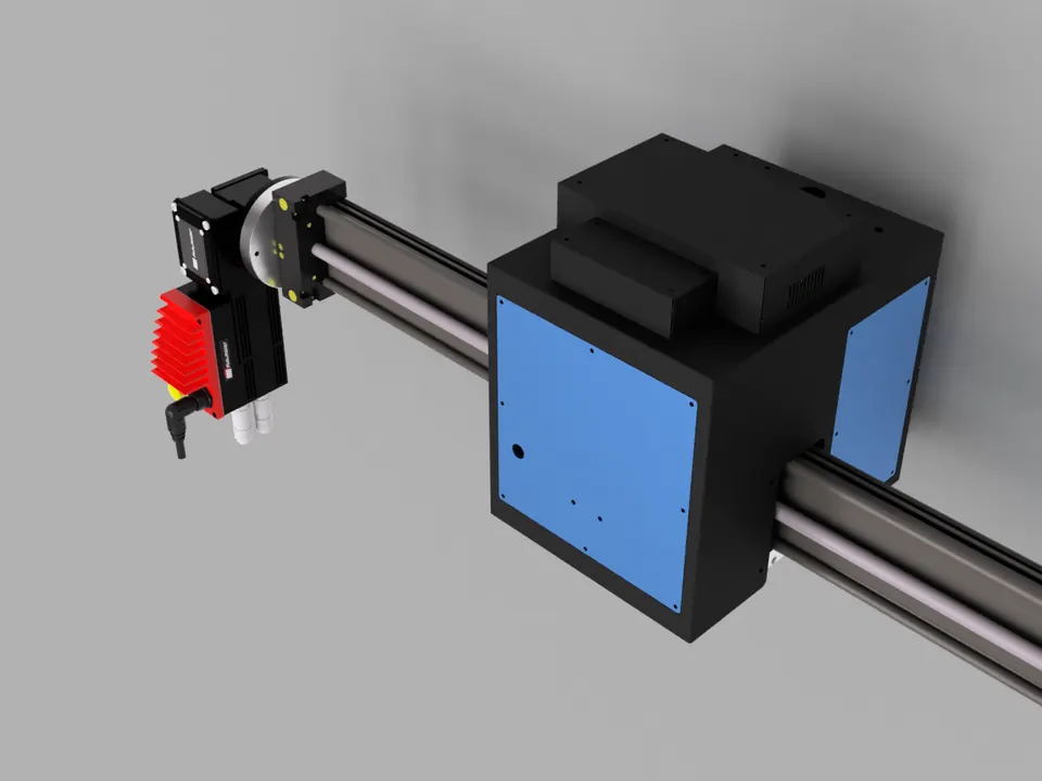 3D design of a SynHexis inkjet print bar on a linear axis